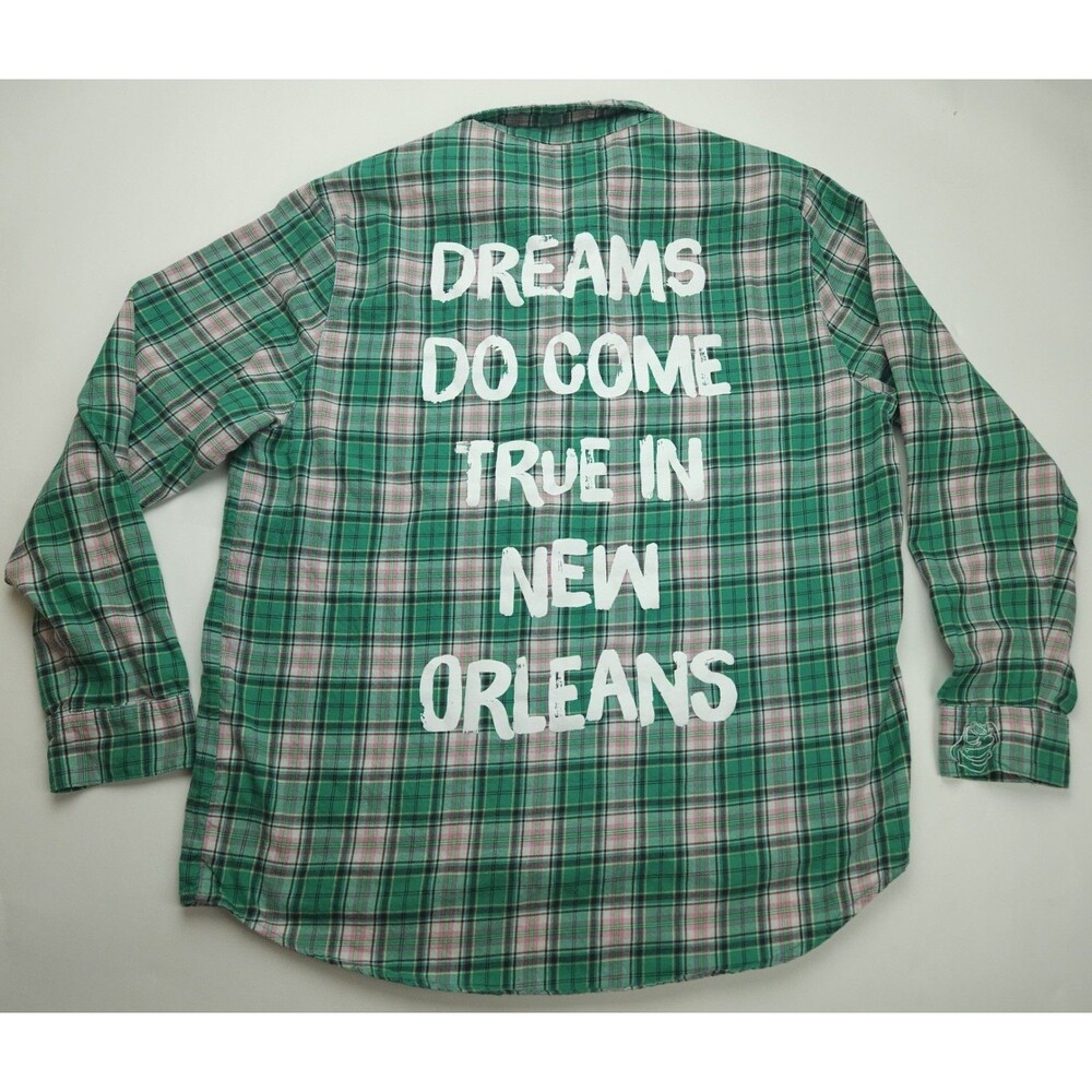 XL Disney Cakeworthy Princess & the Frog New Orleans Flannel Womens Green Plaid